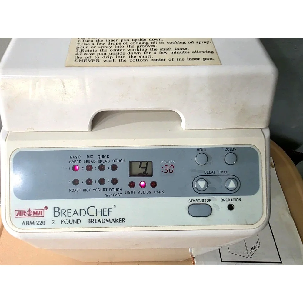 Aroma BreadChef 2 Pound Bread Maker Bread Machine ‎ ABM 220-230 Whit Manual